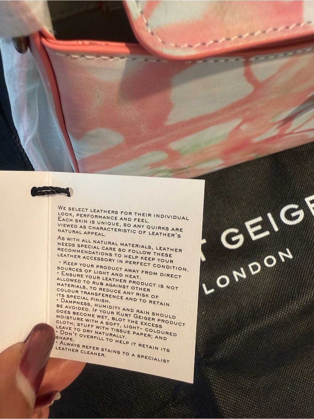 Kurt Geiger London "The Bond" All-Leather Tie-Dye Shoulder Bag. NWT. Full Set. - Picture 13 of 17